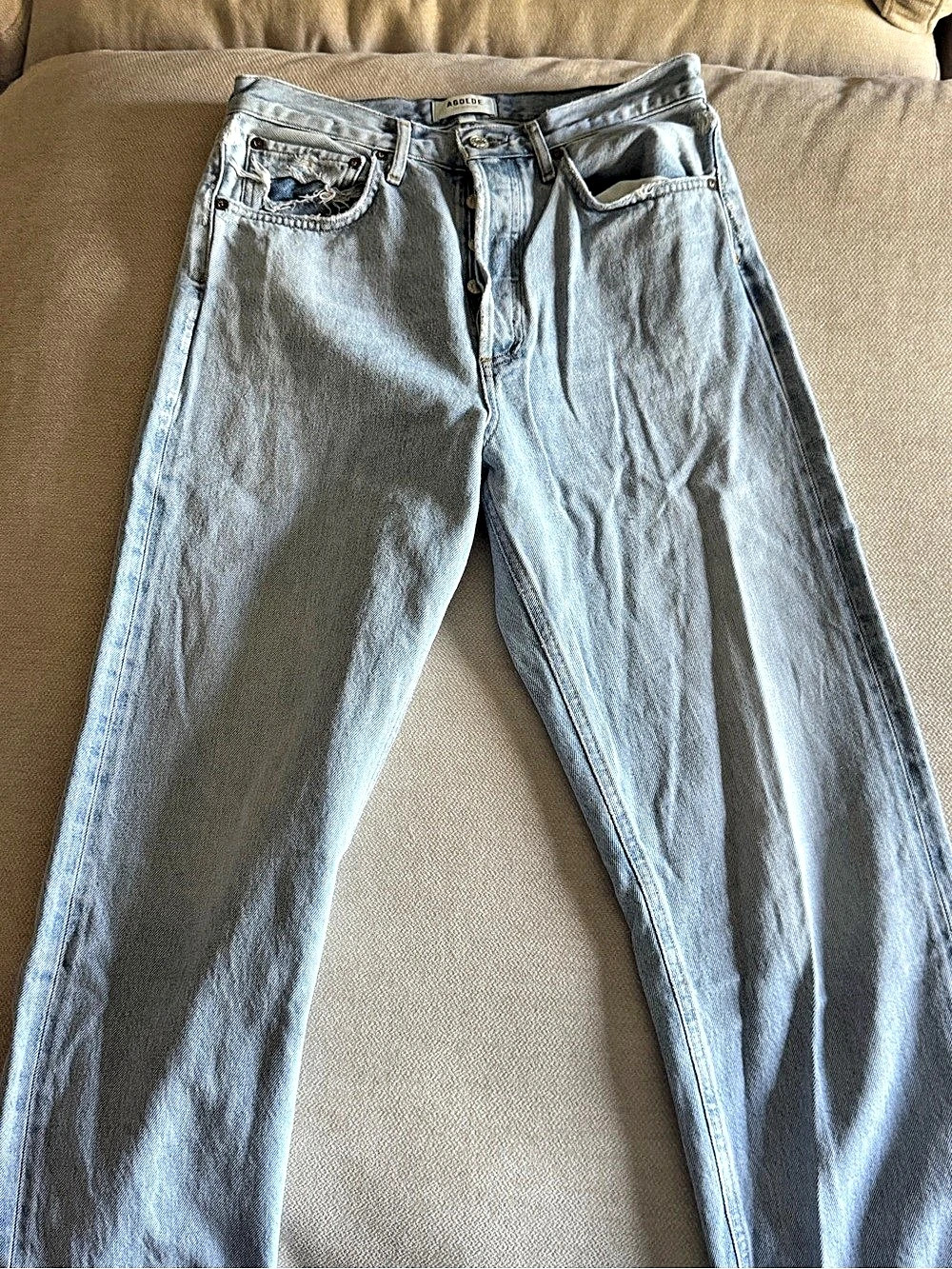 AGOLDE 90's Pinch Waist High Rise Straight Jeans Blue Waist 27